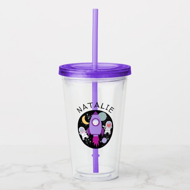 Vaso Acrílico Chicas astronautas de gatos de gatito espacial per (Anverso)