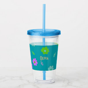 Vaso Acrílico Chicas atractivos y coloridos flor retro