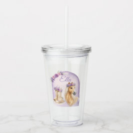Vaso Acrílico Chicas Caballo Floral Morado