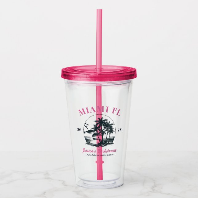 Vaso Acrílico Chicas de Beach Bachelorette Party Personalizado d (Anverso)