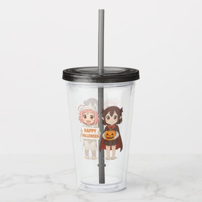 Vaso Acrílico Chicas de momia de anime y vampiros (Anverso)