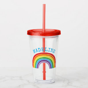 Vaso Acrílico Chicas personalizados arco iris de los niños