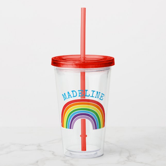 Vaso Acrílico Chicas personalizados arco iris de los niños (Anverso)