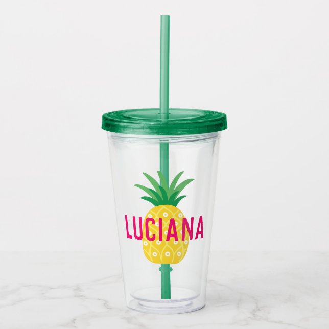 Vaso Acrílico Chicas personalizados de piña de frutas tutti (Anverso)
