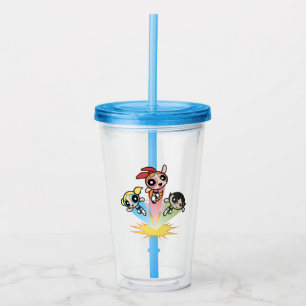 Vaso Acrílico Chicas Powerpuff Lanzan Al Aire