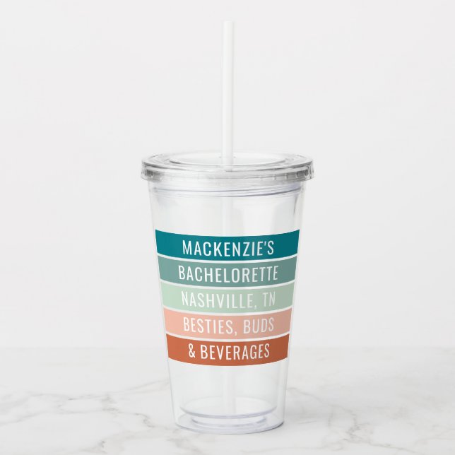 Vaso Acrílico Chicas Recortar Nombre personalizado Destino Banda (Anverso)