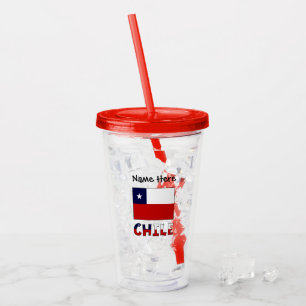 Vaso Acrílico Chile y Bandera Chilena Personalizados Negros