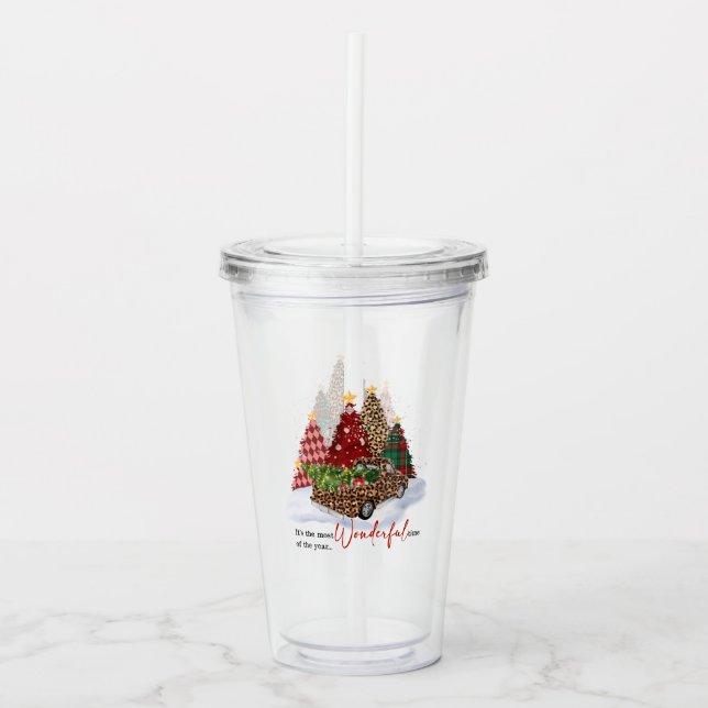 Vaso Acrílico Christmas The Most Wonderful Time of the Year (Anverso)