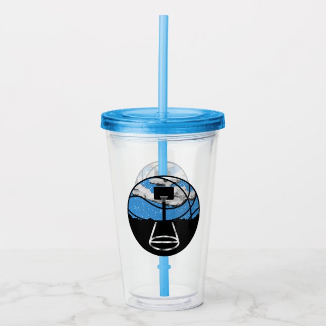 Vaso Acrílico Cielo Nocturno Azul de Baloncesto (Anverso)