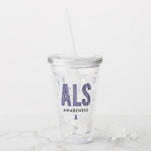 Vaso Acrílico Cinta azul para la toma de conciencia de ALS