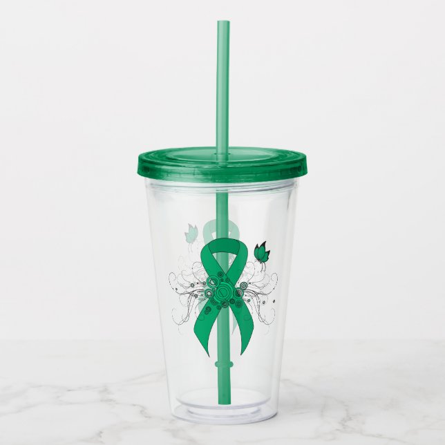 Vaso Acrílico Cinta de Conciencia de Jade con Mariposa (Anverso)