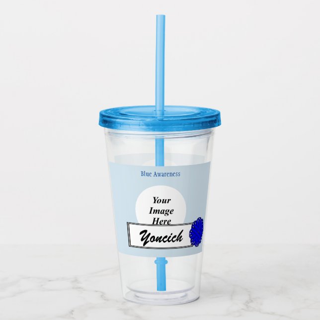 Vaso Acrílico Cinta de flores azules de Kenneth Yoncich (Anverso)