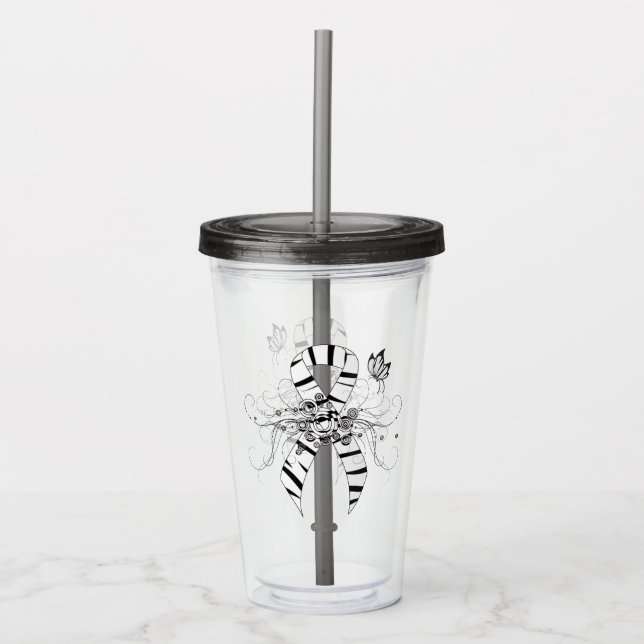 Vaso Acrílico Cinta de impresión de cebra con mariposa (Anverso)