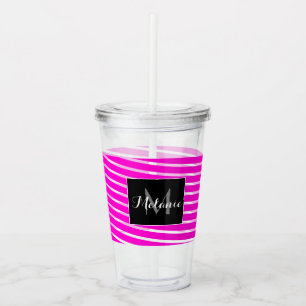 Vaso Acrílico Cintas de espiral de neón Monograma Nombre persona