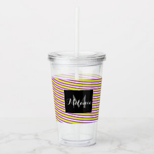 Vaso Acrílico Cintas de espiral de neón Monograma Nombre persona