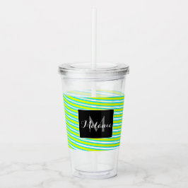Vaso Acrílico Cintas de espiral de neón Monograma Nombre persona