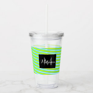 Vaso Acrílico Cintas de espiral de neón Monograma Nombre persona