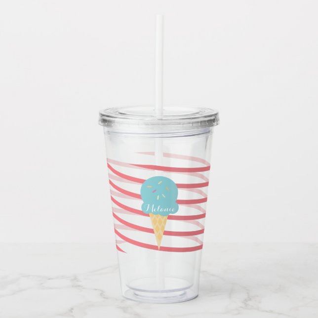 Vaso Acrílico Cintas de helado con Monograma (Anverso)