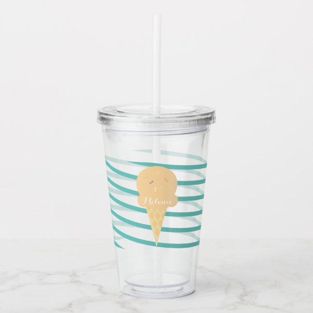 Vaso Acrílico Cintas de helado de monograma (Anverso)
