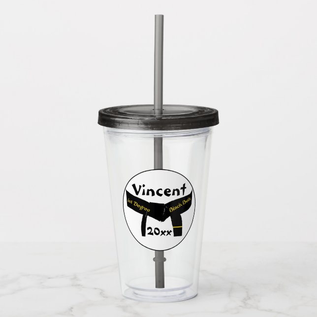 Vaso Acrílico Cinturón negro de primer grado de artes marciales (Anverso)