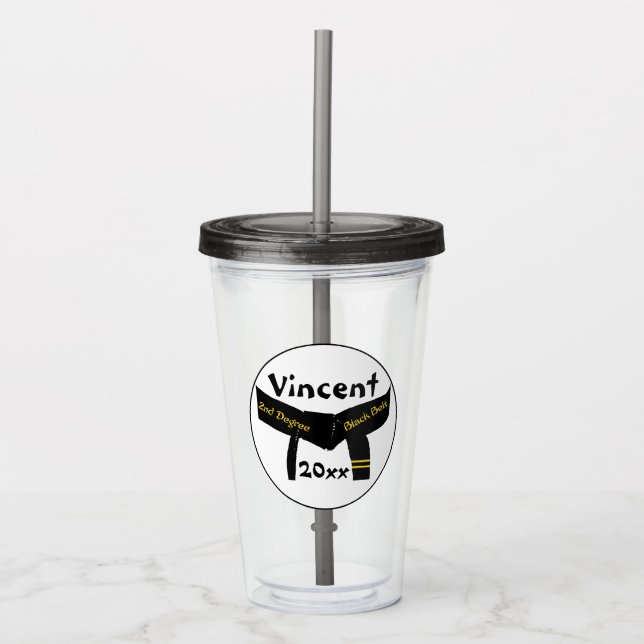 Vaso Acrílico Cinturón negro de segundo grado de artes marciales (Anverso)