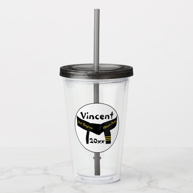 Vaso Acrílico Cinturón negro de tercer grado de artes marciales (Anverso)