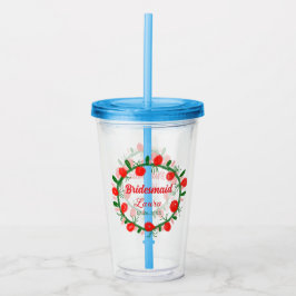 Vaso Acrílico cir de color rojo verde agregar nombre de dama de