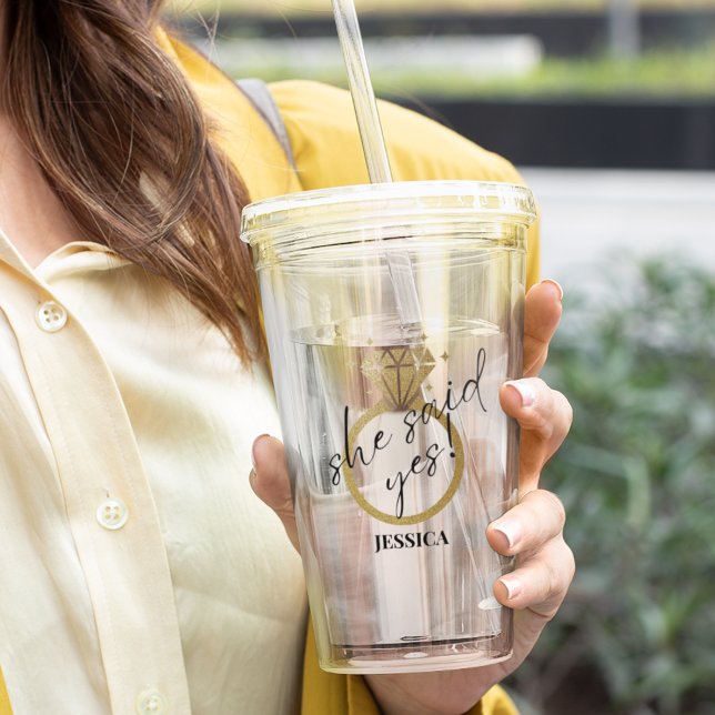 Vaso Acrílico Círculo De Oro Caliente Dijo Sí Compromiso Minimal (Subido por el creador)