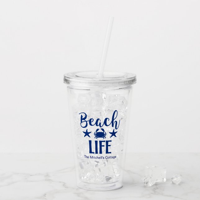 Vaso Acrílico Cita de Beach LIFE Azul veraniego náutico (Reverso (hielo))