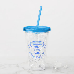 Vaso Acrílico Cita de la bandera Pesca es mi terapia