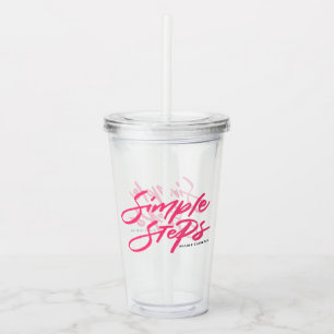 Vaso Acrílico Cita de Pasos Simples en Rosa Caliente Caligrafía 