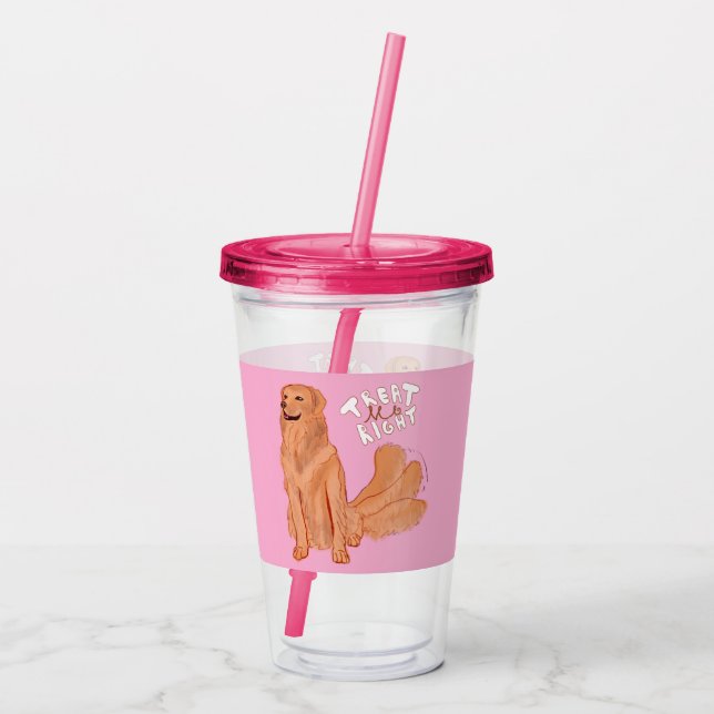 Vaso Acrílico Cita de perro de dibujos animados (Reverso)