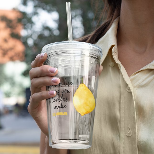 Vaso Acrílico Cita moderna divertida de limón amarillo (Subido por el creador)
