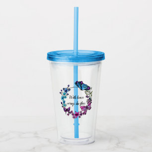 Vaso Acrílico Cita o nombre de encargo de la mariposa y de la