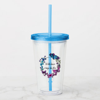 Vaso Acrílico Cita o nombre de encargo de la mariposa y de la