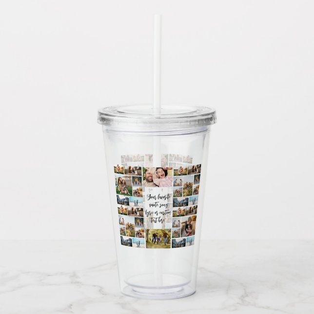 Vaso Acrílico Cita personalizada de 34 Personalizados de Collage (Anverso)
