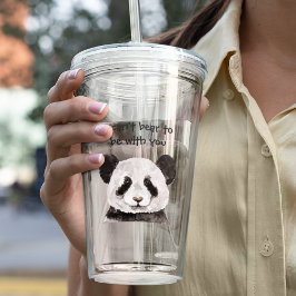 Vaso Acrílico Cita Romántica Moderna Con Panda Blanco Y Negro