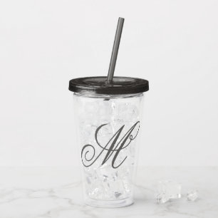Vaso Acrílico Claro reutilizable de la escritura del monograma