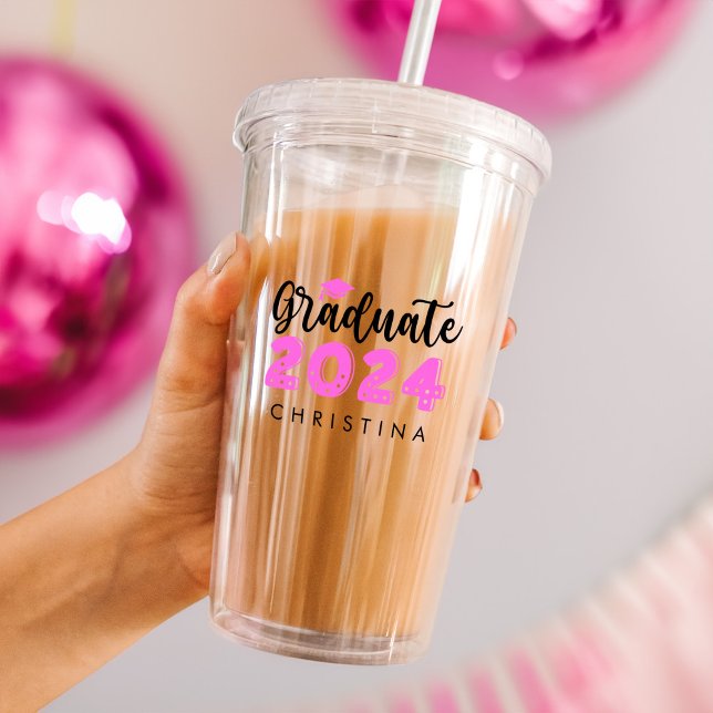 Vaso Acrílico Clase Cuta De Graduación De Secundaria De 2024 (Cute Class Of 2024 Graduate High School Graduation Acrylic Tumbler)