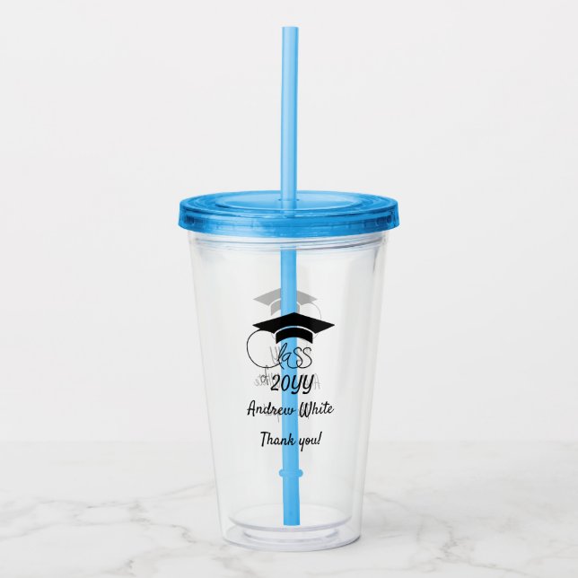 Vaso Acrílico Clase de Personalizado Año-Nombre-Frase-Guión negr (Anverso)