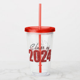 Vaso Acrílico Clase de Purpurina rojo de 2024