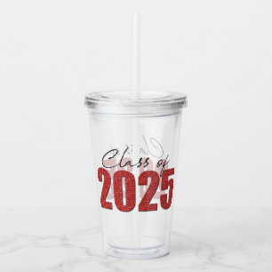 Vaso Acrílico Clase de Purpurina rojo de 2025