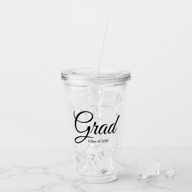 Vaso Acrílico Clase Grad de texto de guión personalizado negro 2 (Reverso (hielo))