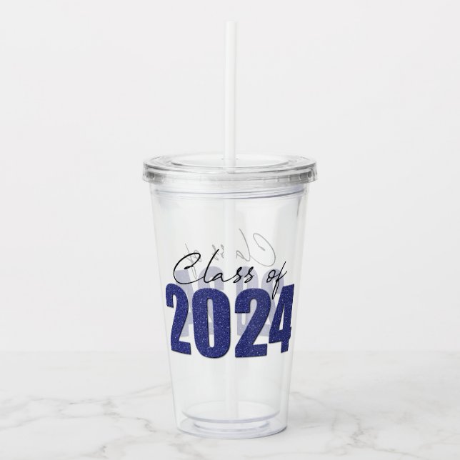 Vaso Acrílico Clase Purpurina azul de la Marina de 2024 (Anverso)