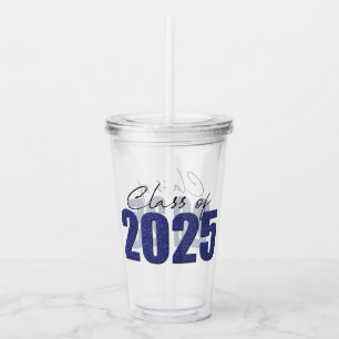 Vaso Acrílico Clase Purpurina azul de la Marina de 2025