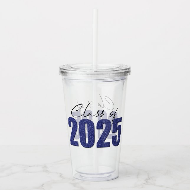 Vaso Acrílico Clase Purpurina azul de la Marina de 2025 (Anverso)
