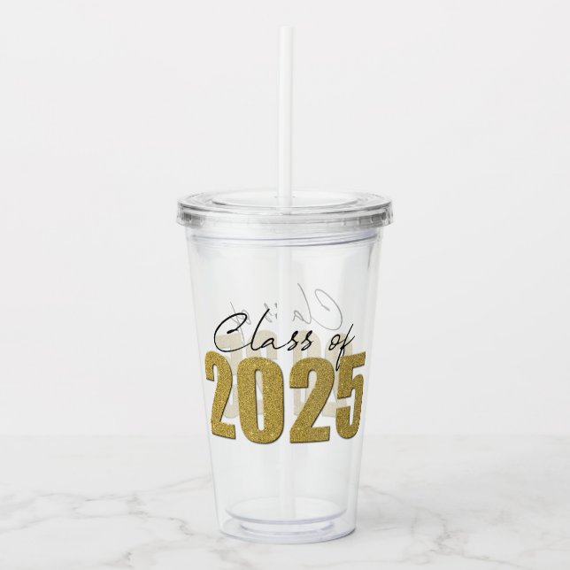 Vaso Acrílico Clase Purpurina de oro de 2025 (Anverso)