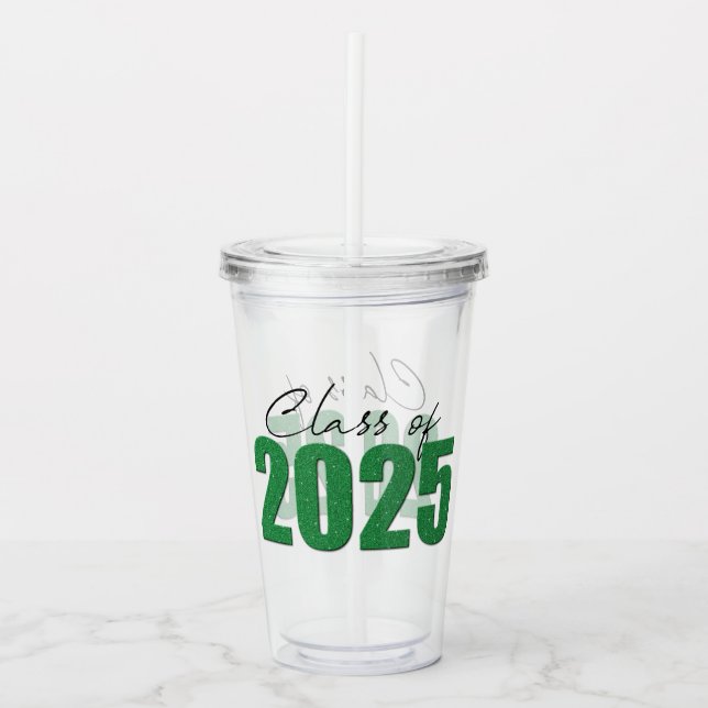 Vaso Acrílico Clase Purpurina verde de 2025 (Anverso)