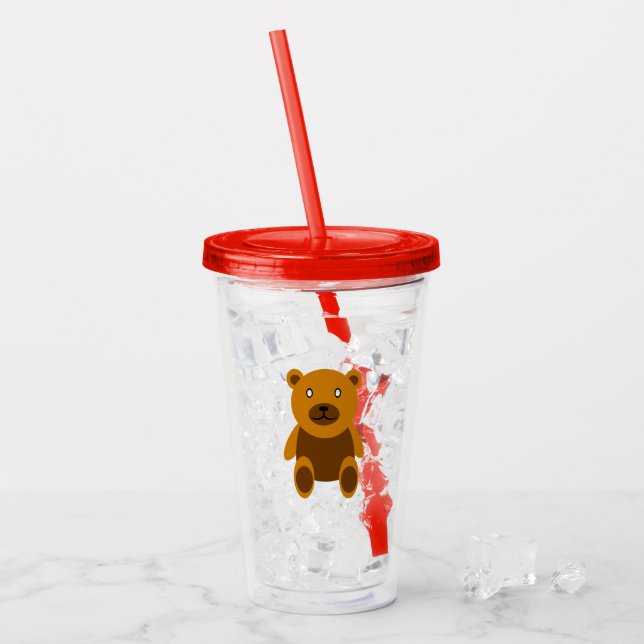 Vaso Acrílico Clásico de teddybear marrón (Anverso (hielo))