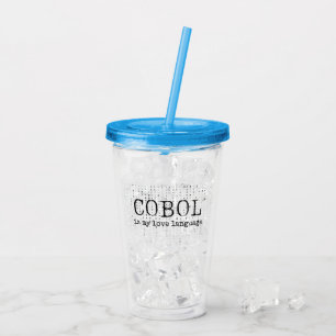 Vaso Acrílico Cobol es mi lenguaje de amor.b